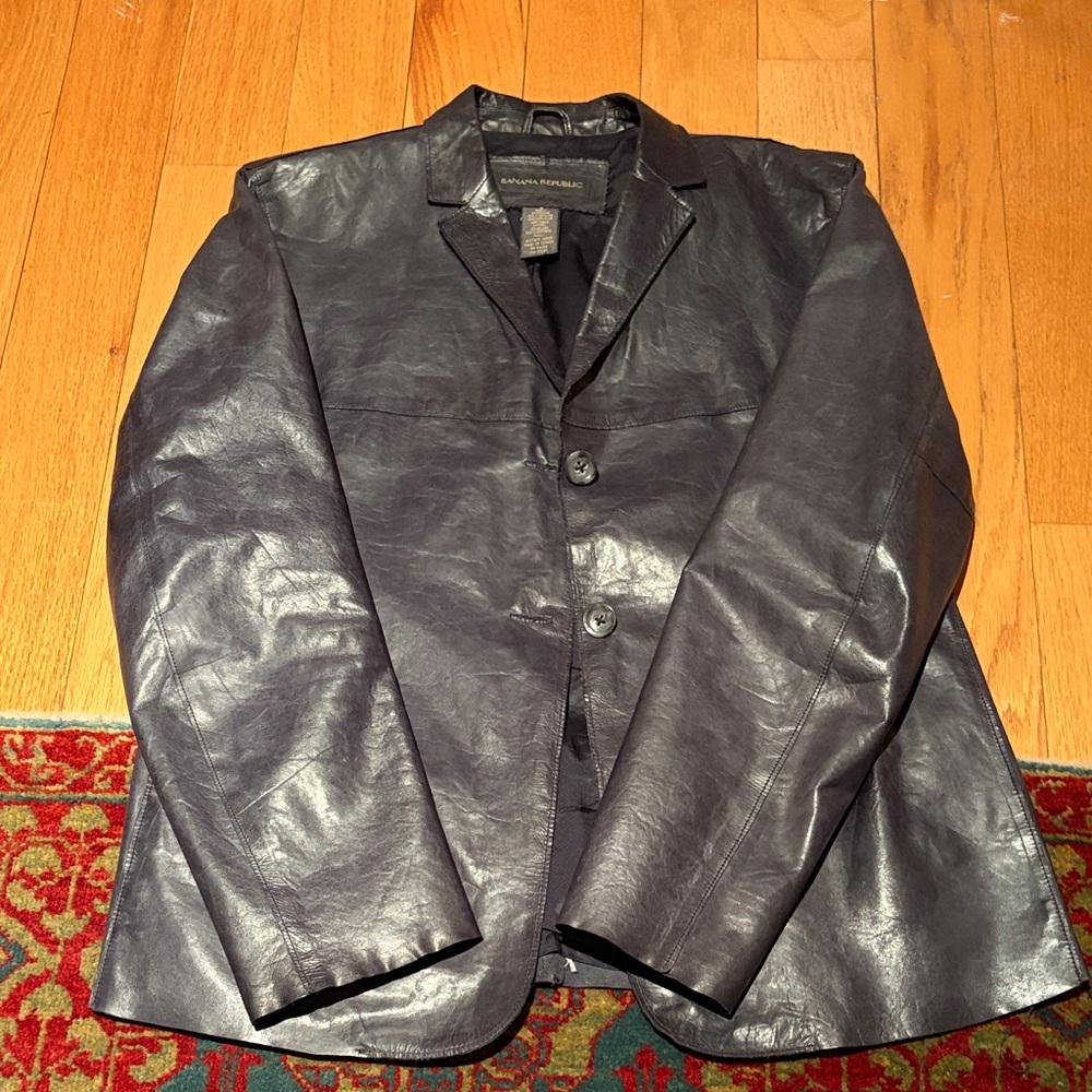Banana Republic Black Leather Blazer